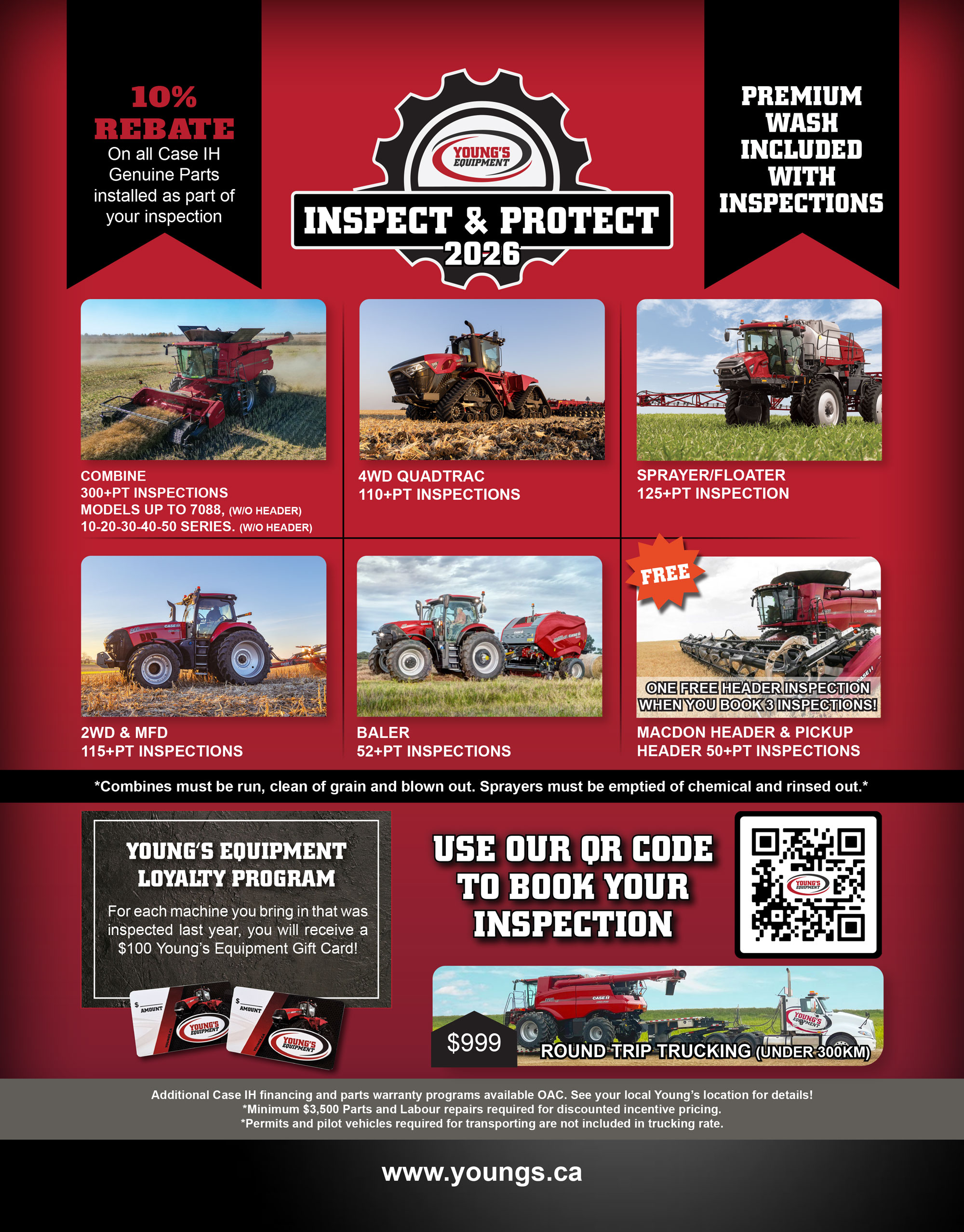 Combine Inspections, Quadtrac inspections, Tractor Inspections, Sprayer Inspections, Header Inspections
